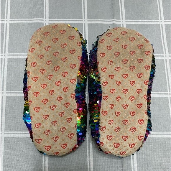 TY 2018 Dotty Cat Rainbow Sparkly Sequined Slippers USA (4-6) - Picture 3 of 6